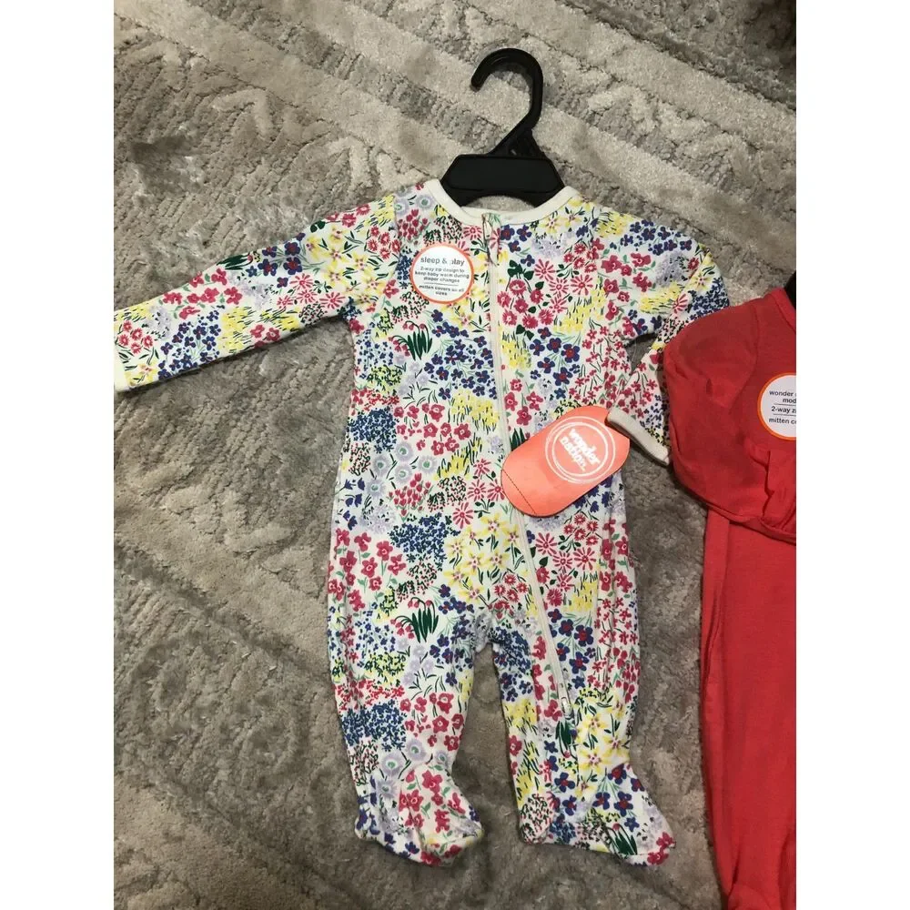 Girls Size Newborn New Onesie Pajama Zip Up Bundle